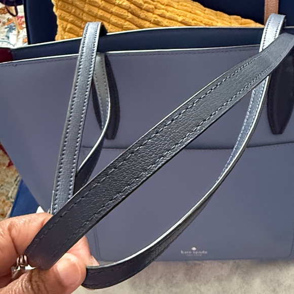 kate spade lavender blue leather tote with black handles - Picture 6 of 10